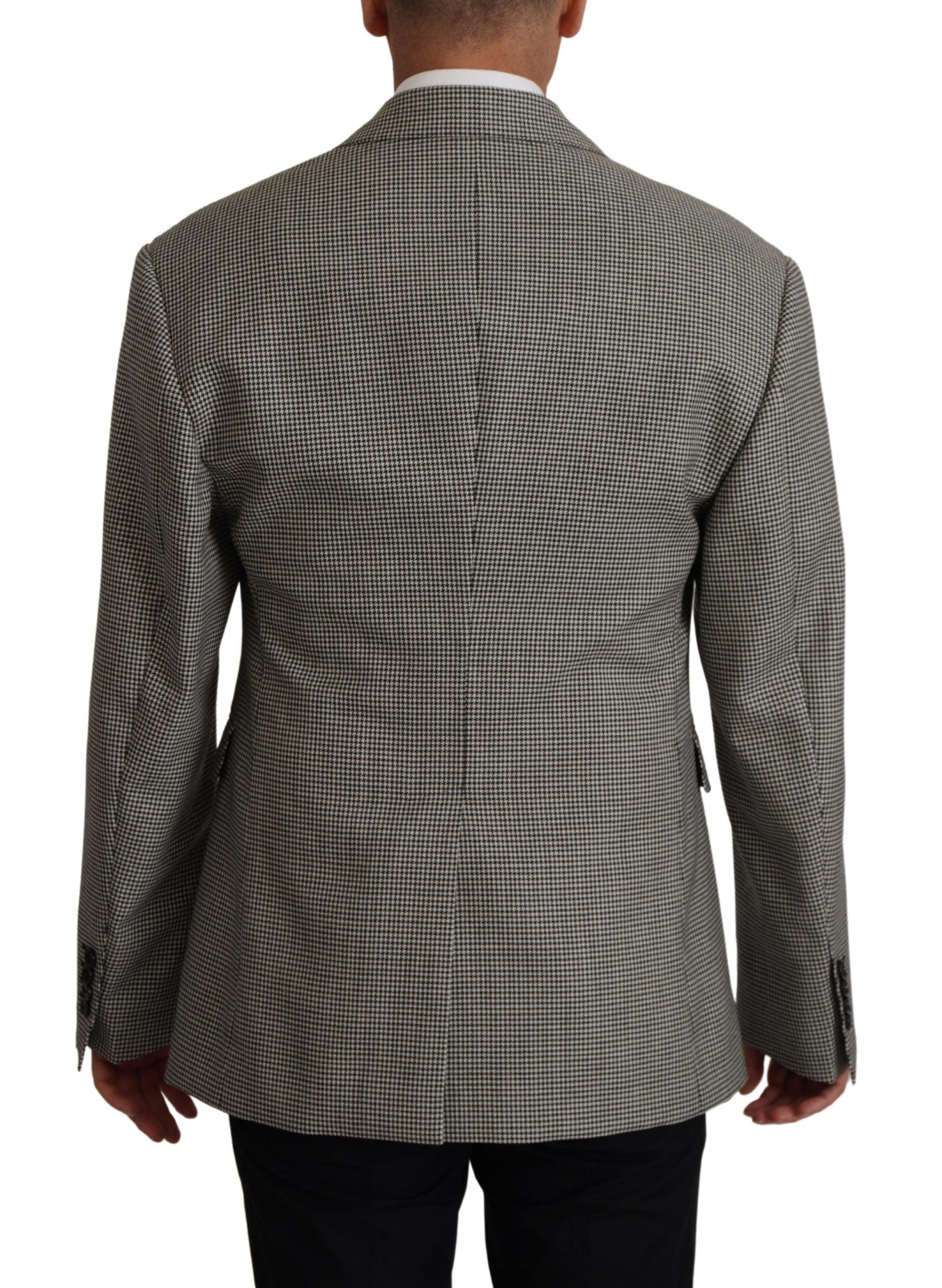 Dolce & Gabbana Elegant Gray Checkered Wool Blazer - ACCEXO