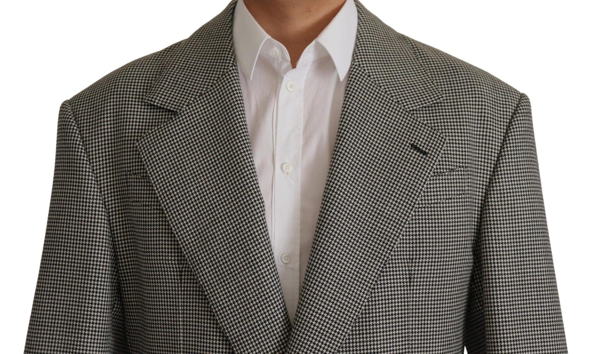 Dolce & Gabbana Elegant Gray Checkered Wool Blazer - ACCEXO