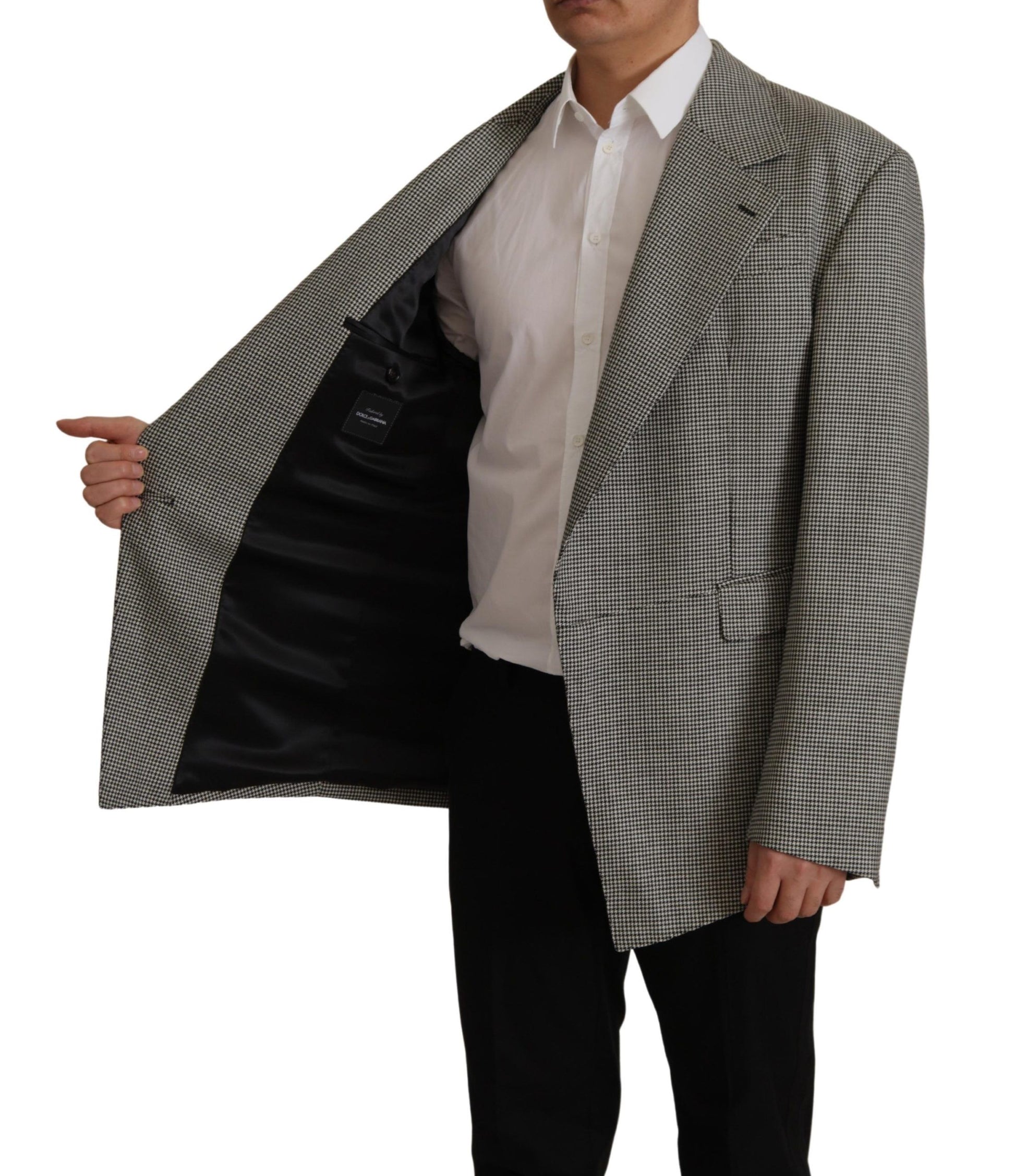 Dolce & Gabbana Elegant Gray Checkered Wool Blazer - ACCEXO