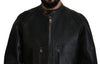 Dolce & Gabbana Elegant Black Leather Jacket with Silver Details