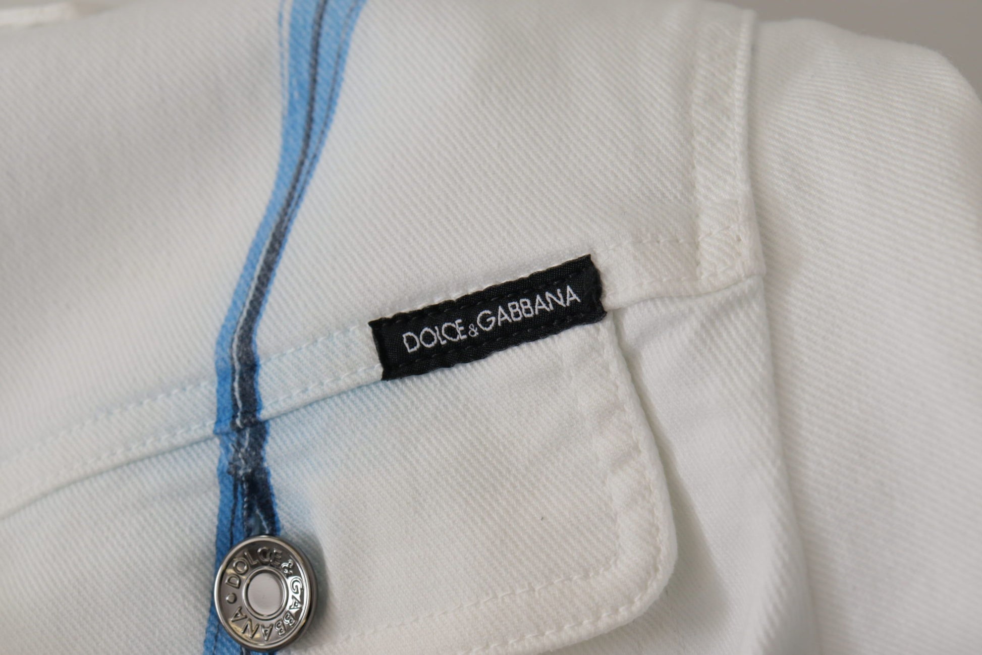 Dolce & Gabbana Multicolor Logo Embroidered Denim Jacket - ACCEXO