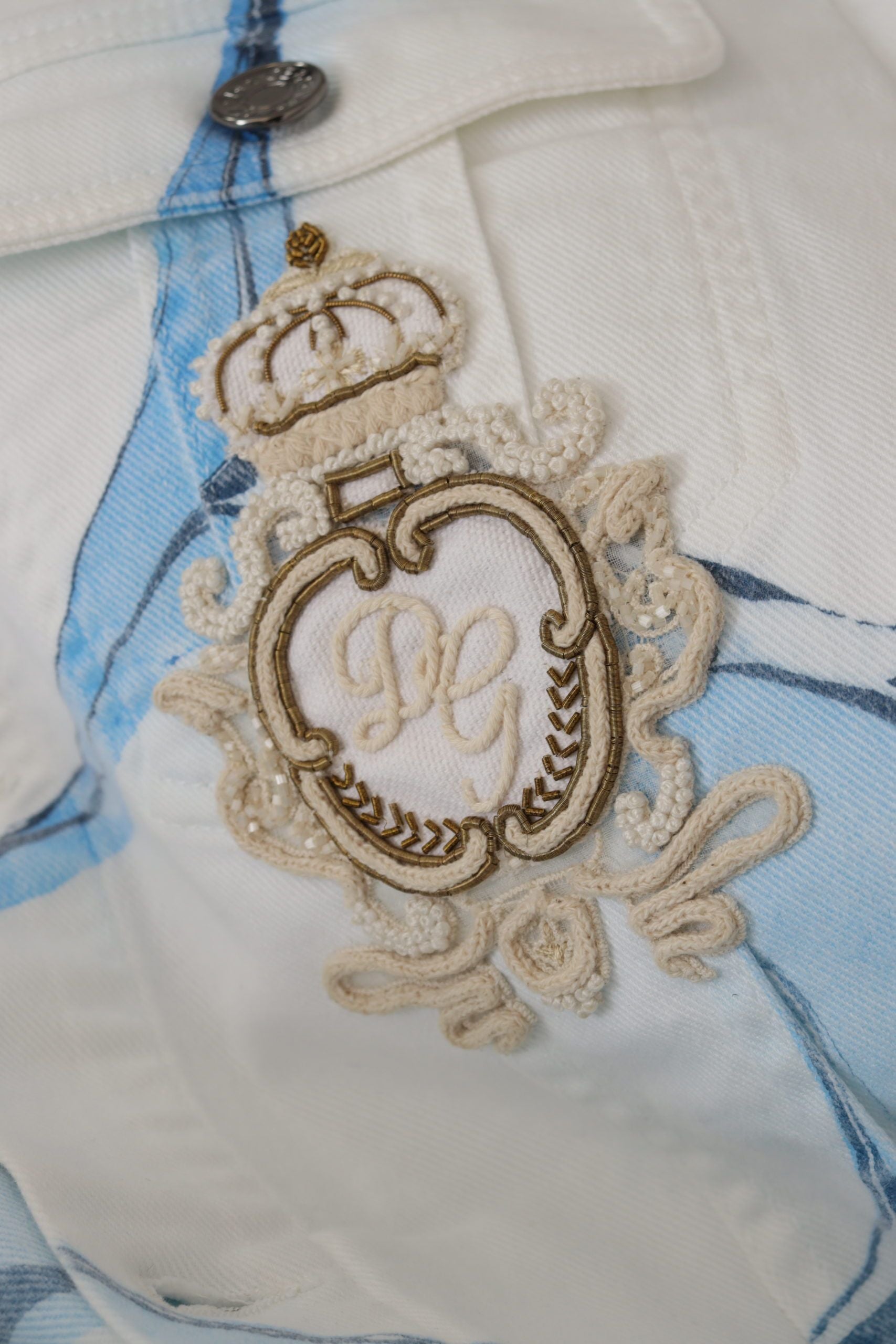 Dolce & Gabbana Multicolor Logo Embroidered Denim Jacket - ACCEXO