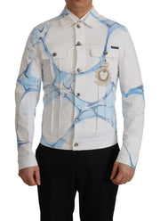 Dolce & Gabbana Multicolor Logo Embroidered Denim Jacket - ACCEXO
