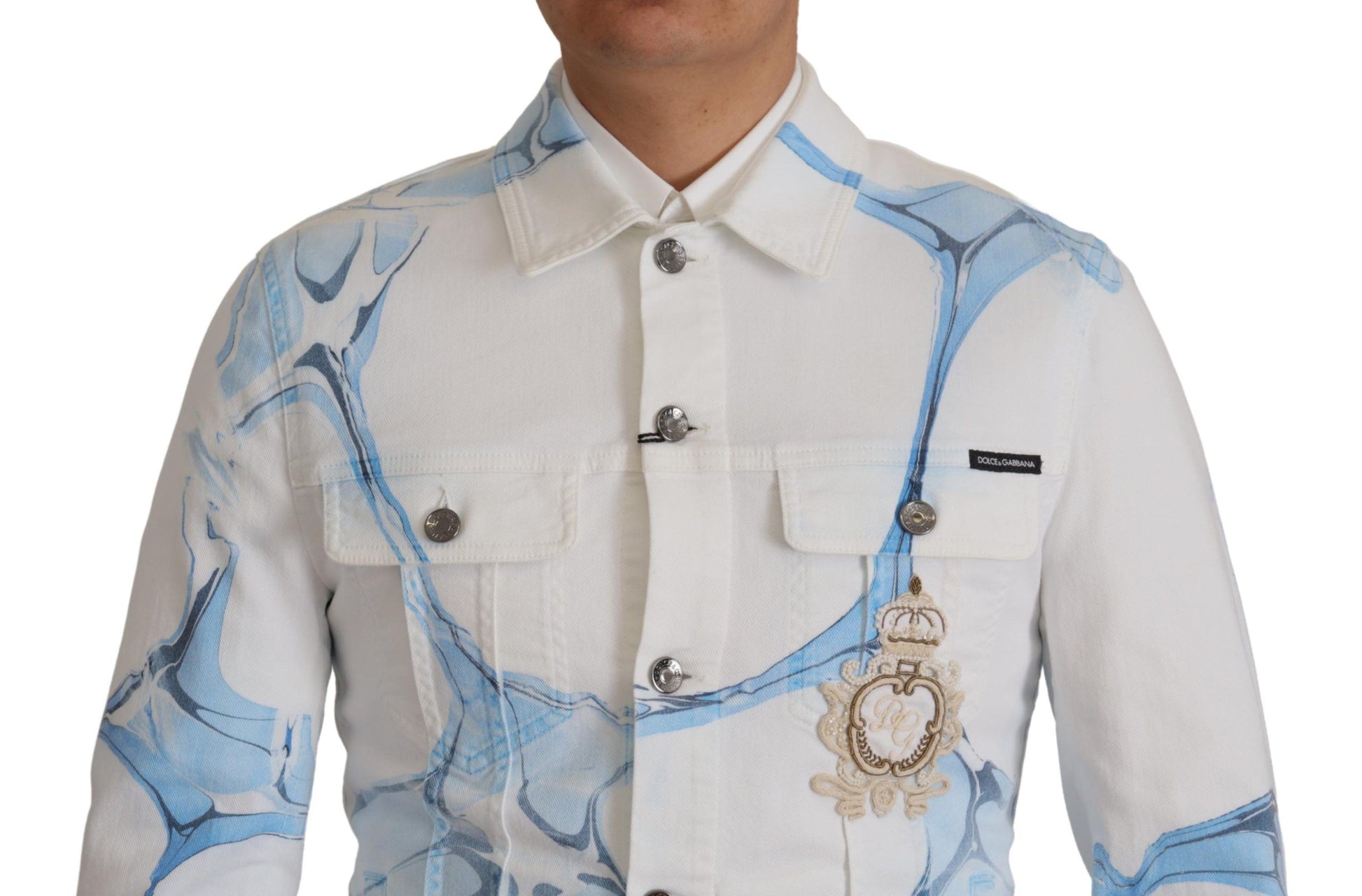 Dolce & Gabbana Multicolor Logo Embroidered Denim Jacket - ACCEXO
