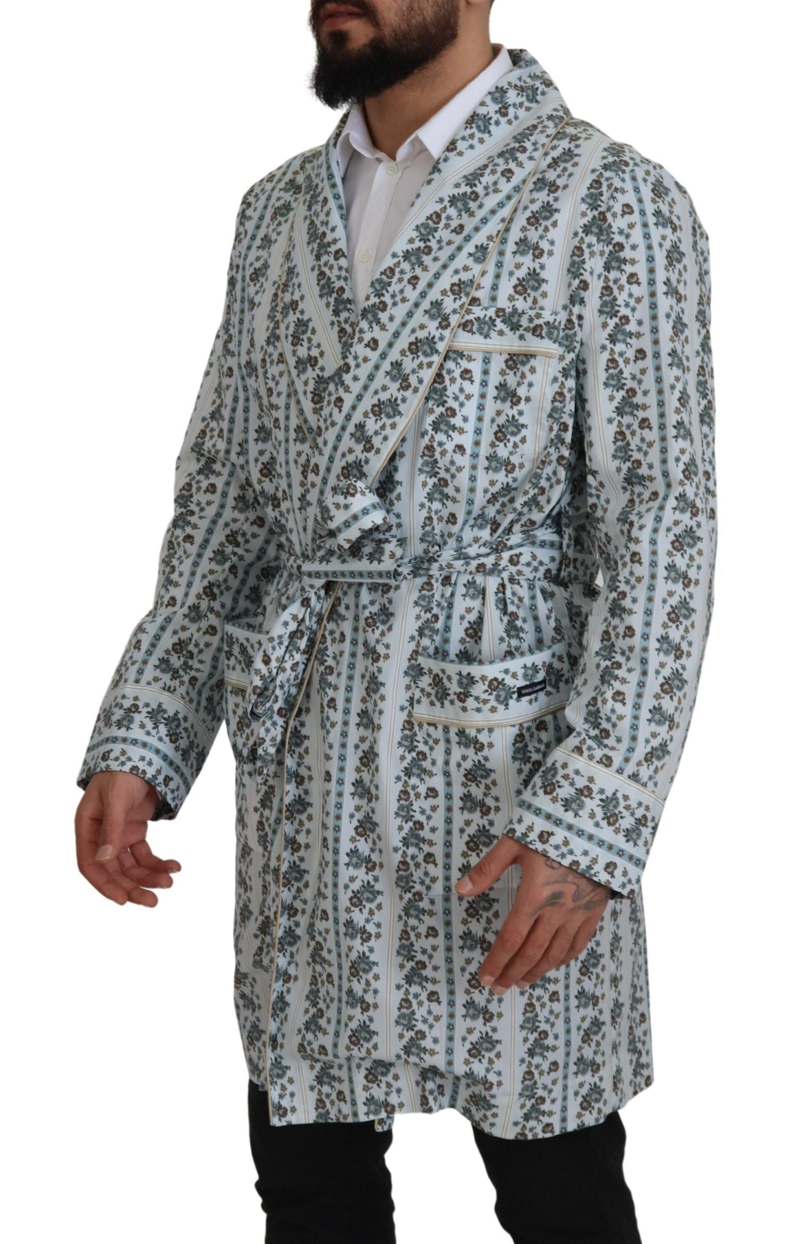 Dolce & Gabbana Elegant Floral Cotton Jacket Robe - ACCEXO