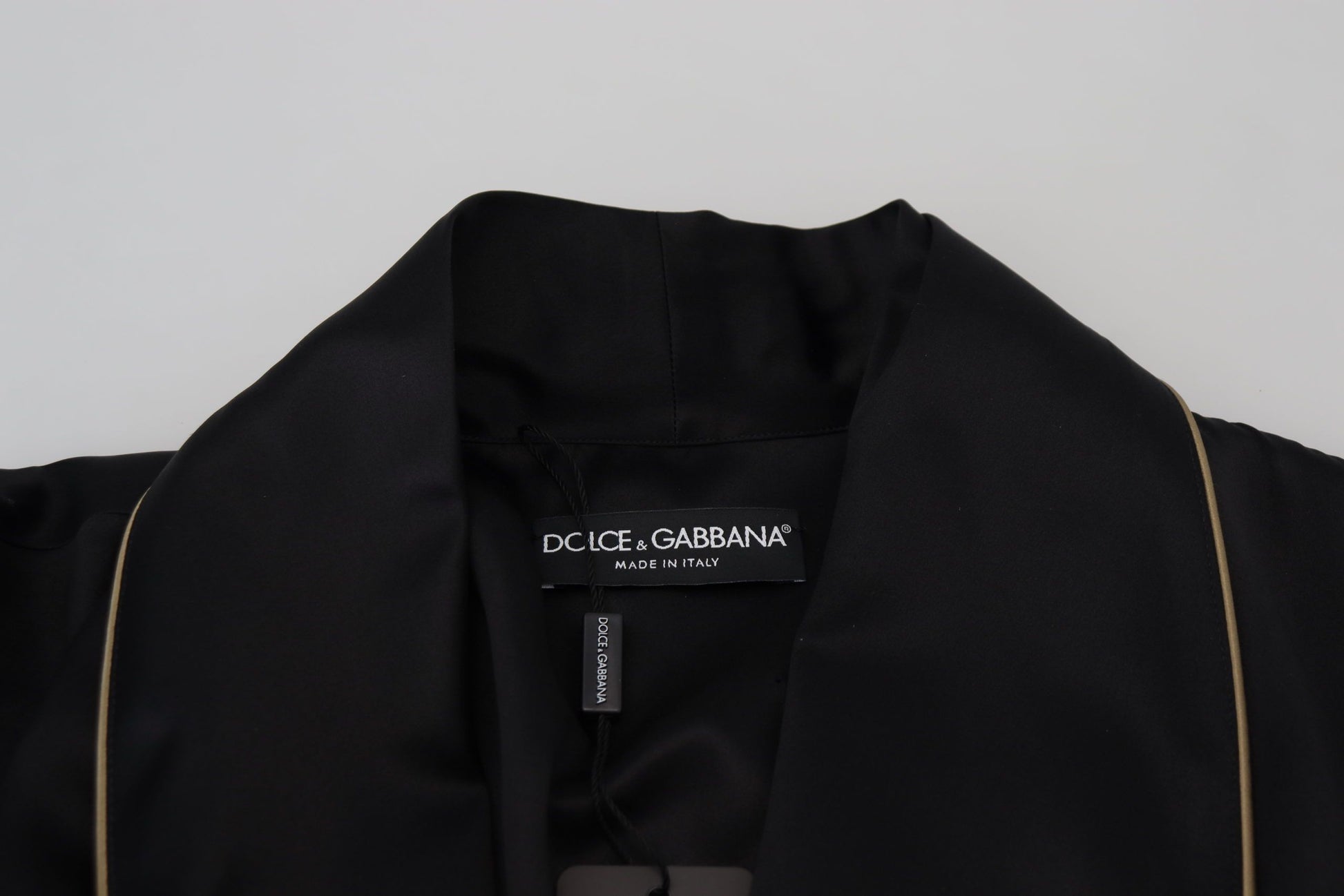 Dolce & Gabbana Elegant Black Silk Long Robe Coat - ACCEXO