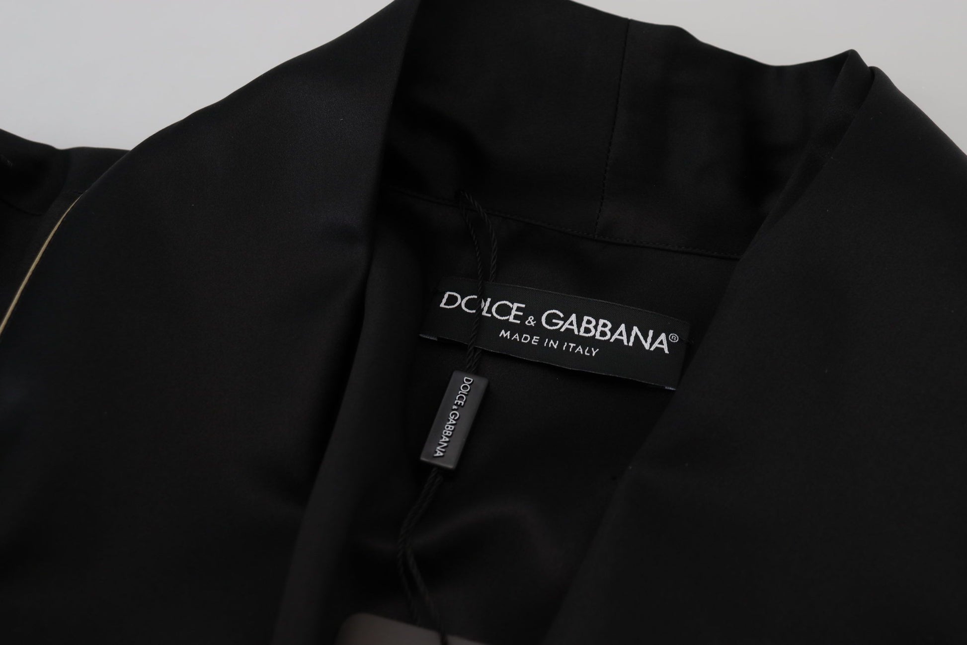 Dolce & Gabbana Elegant Black Silk Long Robe Coat - ACCEXO