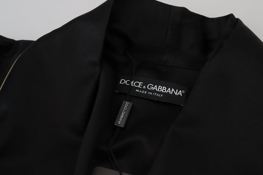 Dolce & Gabbana Elegant Black Silk Long Robe Coat