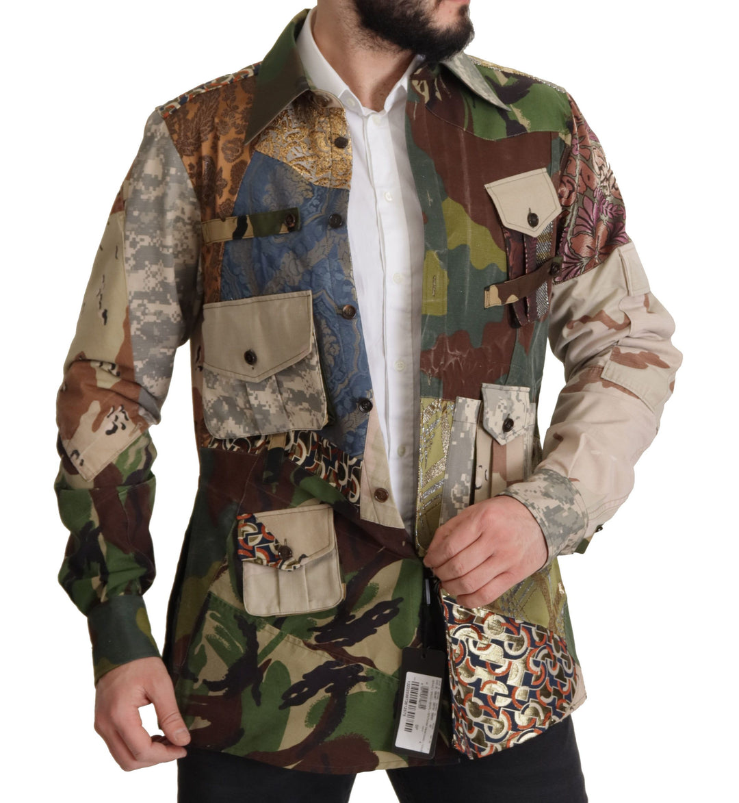 Dolce & Gabbana Patchwork Camouflage Casual Shirt