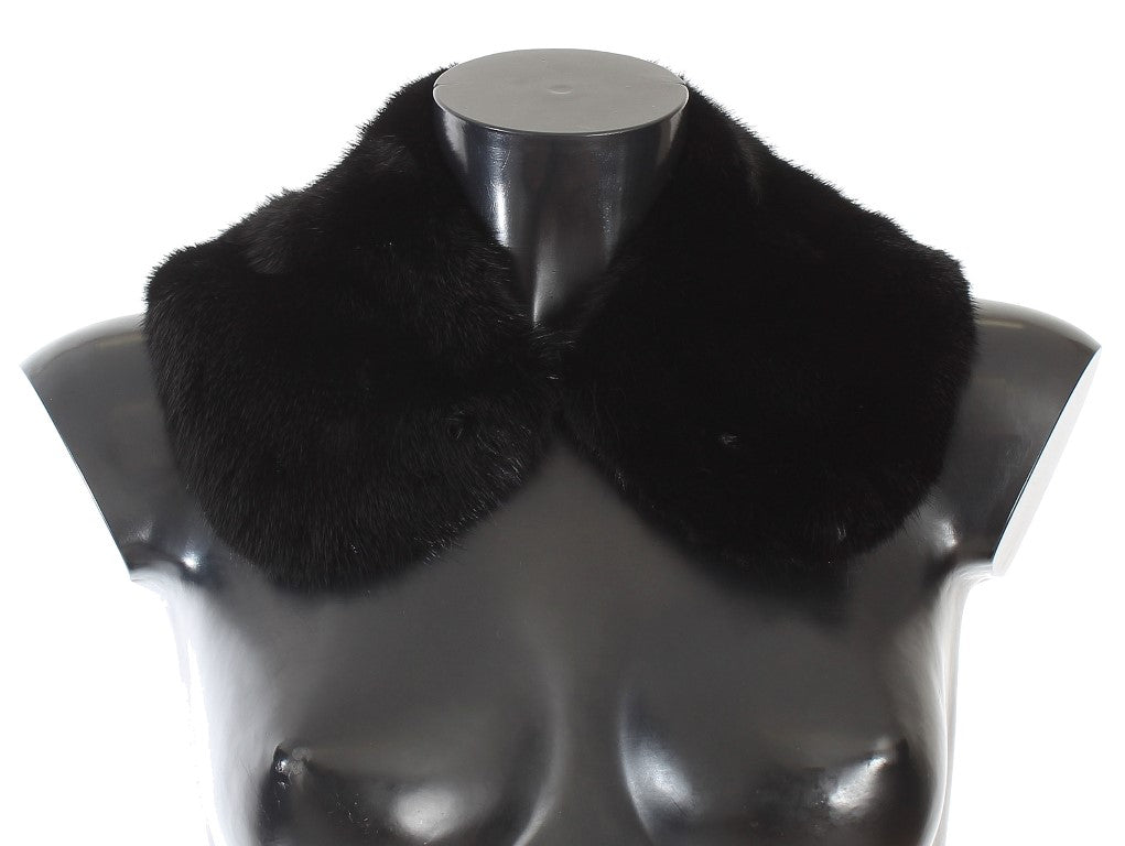 Dolce & Gabbana Elegant Black Mink Fur Shoulder Wrap Scarf - ACCEXO