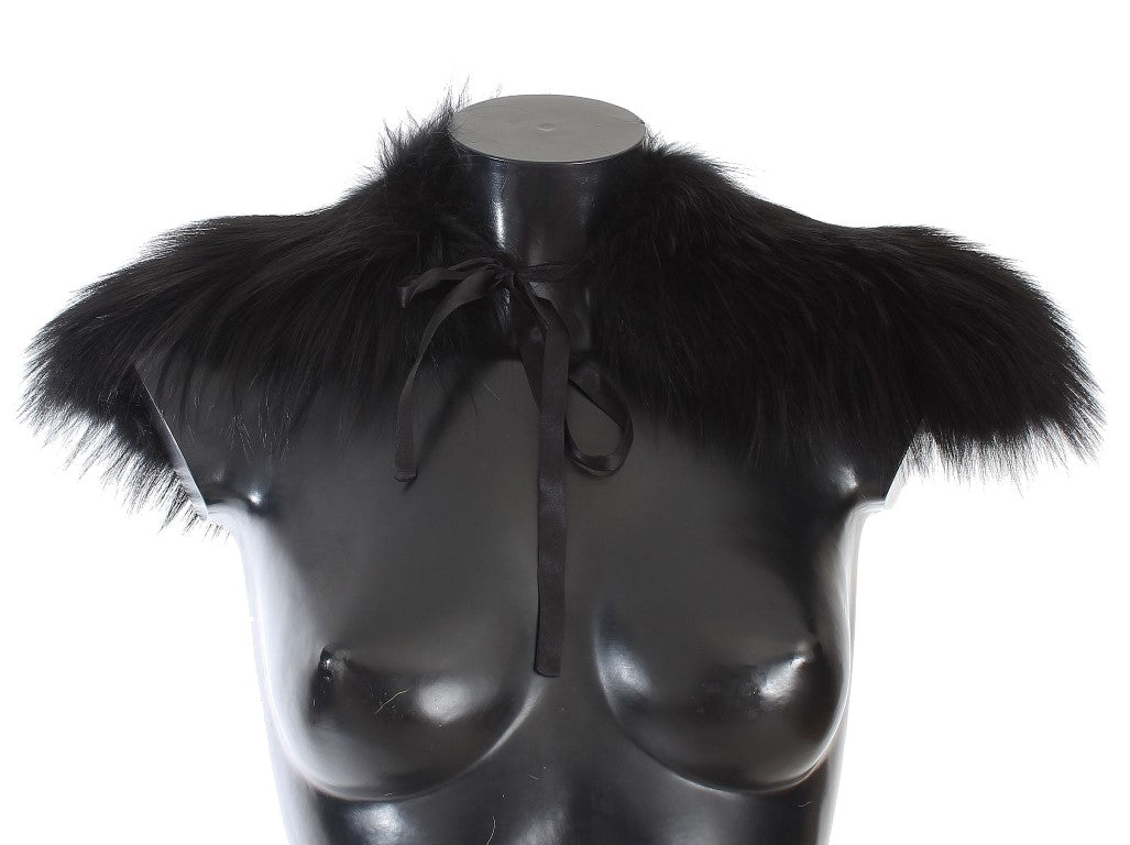 Dolce & Gabbana Black Fox Fur Chic Shoulder Wrap - ACCEXO