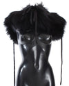 Dolce & Gabbana Elegant Black Fox Fur Silk Shoulder Wrap