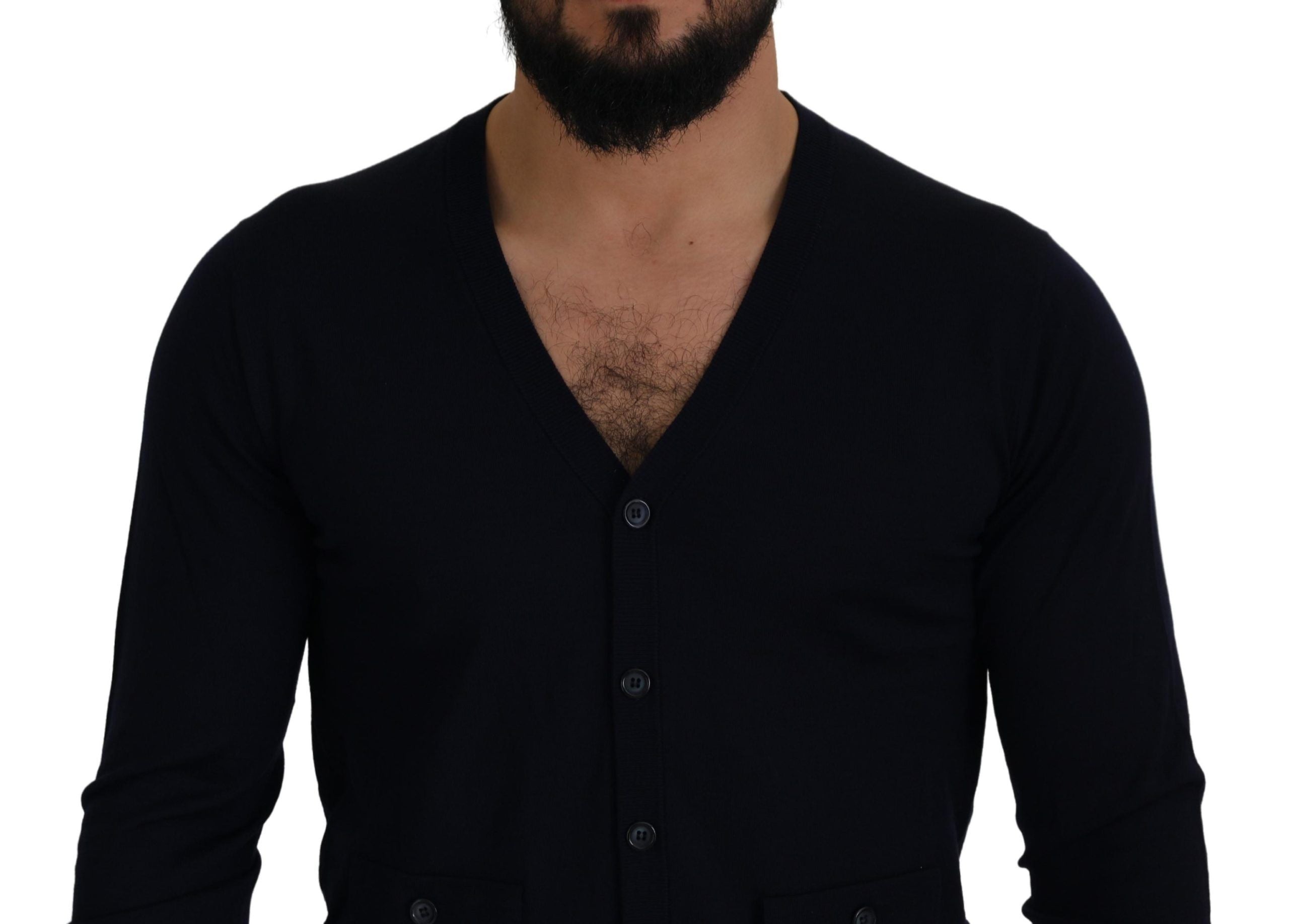 Dolce & Gabbana Elegant Virgin Wool Cardigan Sweater in Blue - ACCEXO