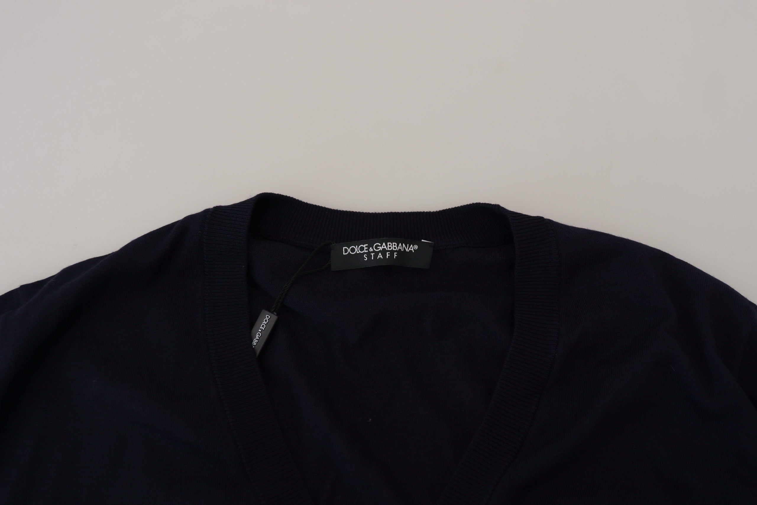Dolce & Gabbana Elegant Virgin Wool Cardigan Sweater in Blue - ACCEXO
