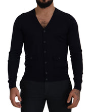 Dolce & Gabbana Elegant Virgin Wool Cardigan Sweater in Blue - ACCEXO