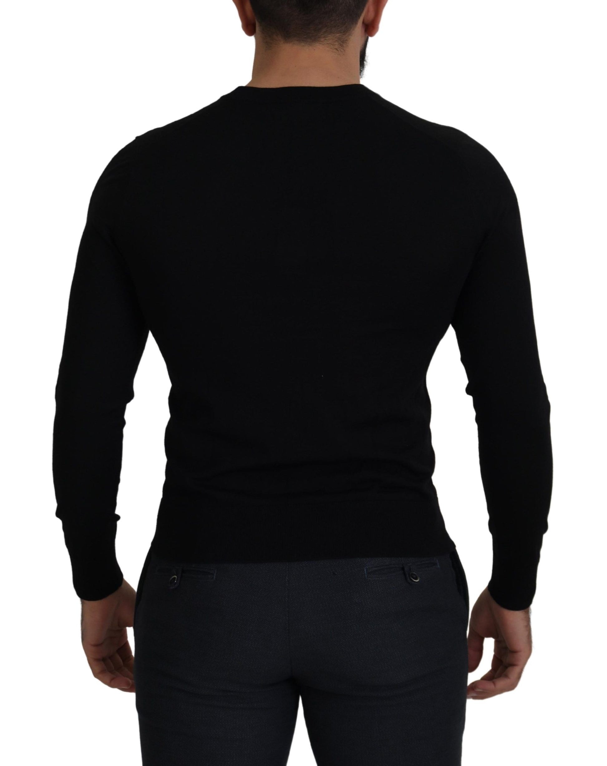 Dolce & Gabbana Elegant Wool Buttoned Black Cardigan - ACCEXO