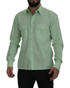 Dolce & Gabbana Mint Green Slim Fit Casual Button-Down Shirt