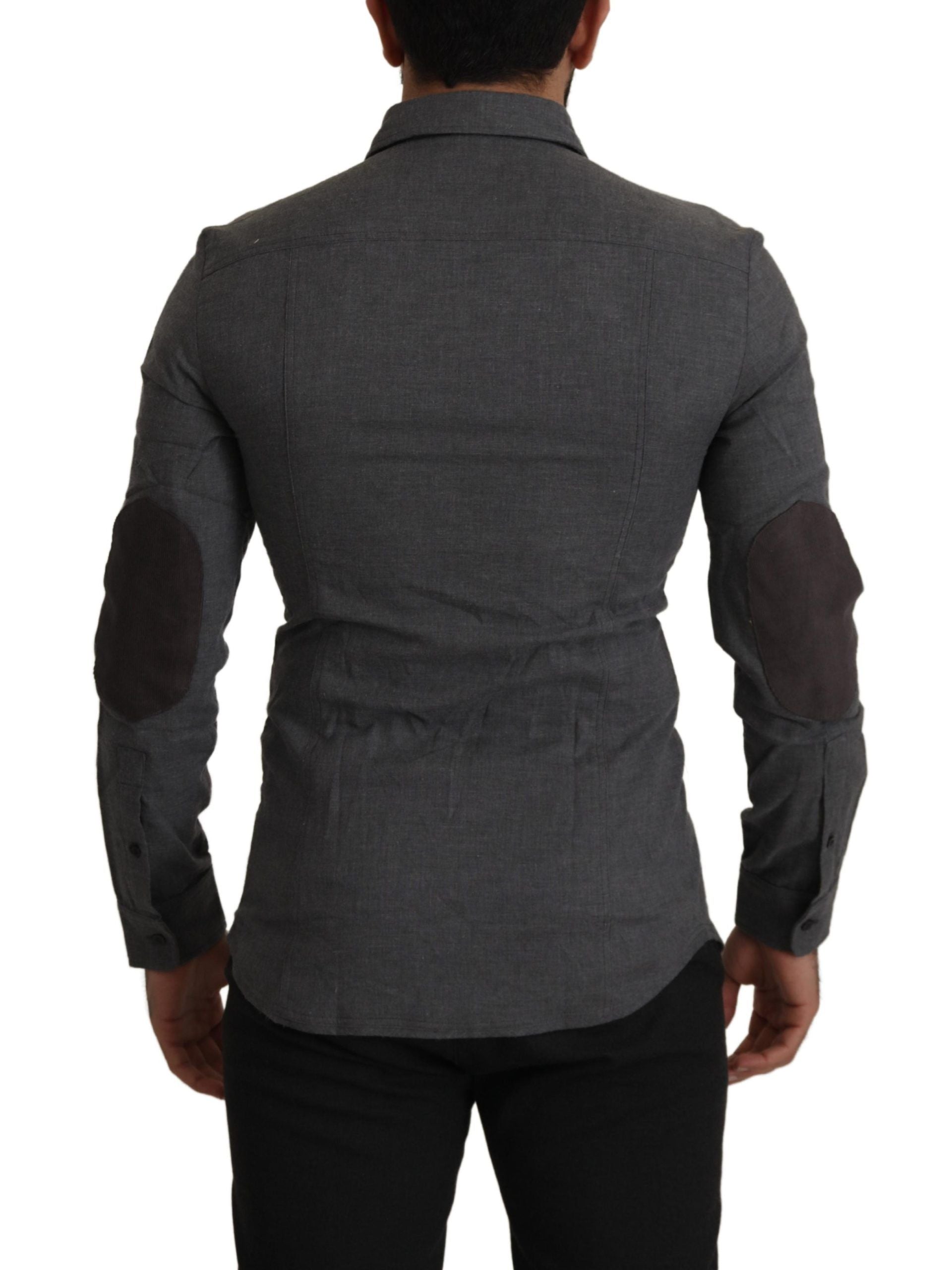 Costume National Sleek Gray Cotton Casual Button Front Shirt - ACCEXO