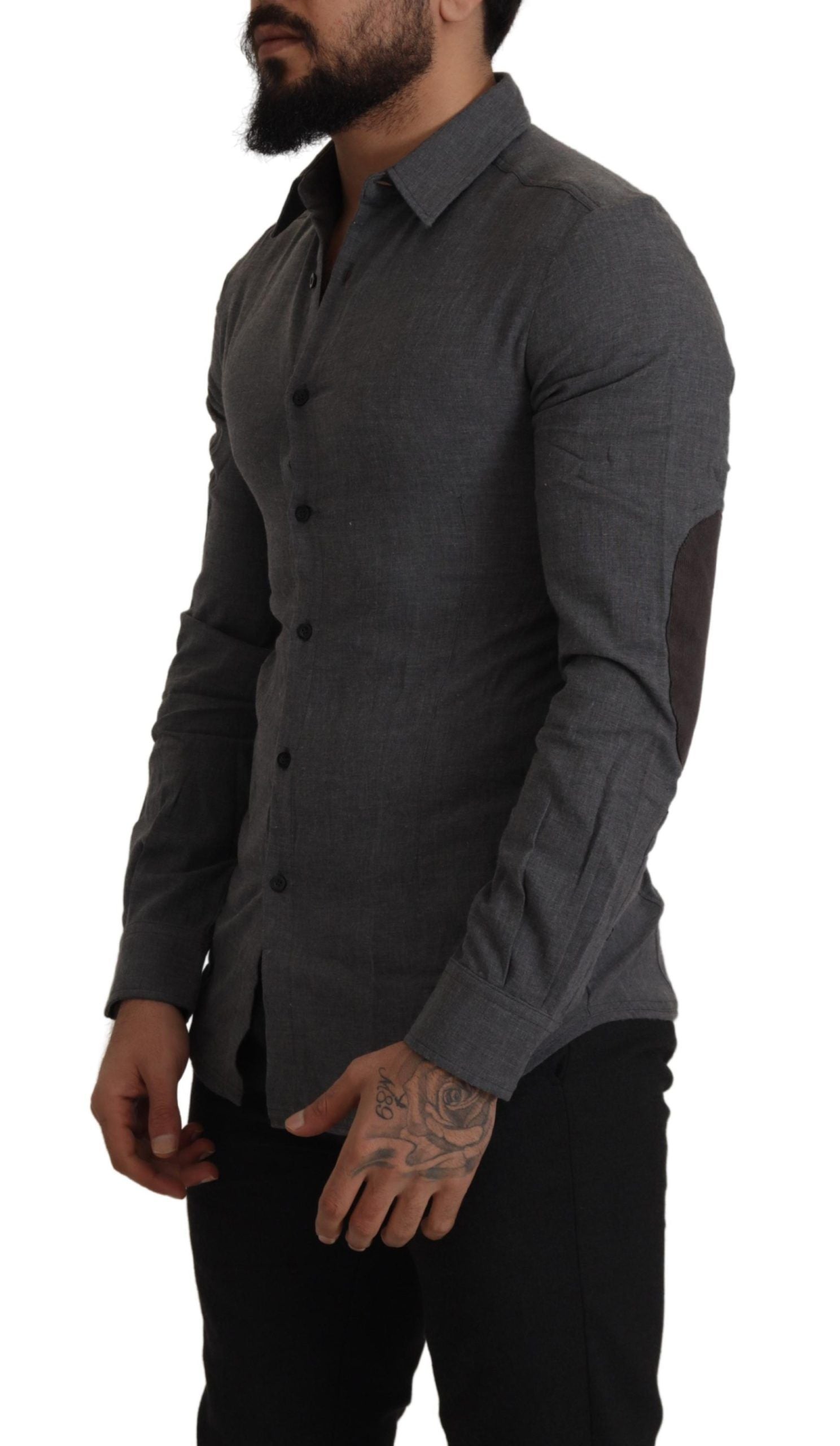 Costume National Sleek Gray Cotton Casual Button Front Shirt - ACCEXO