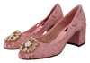 Dolce & Gabbana Pastel Pink Lace Crystal Embellished Pumps