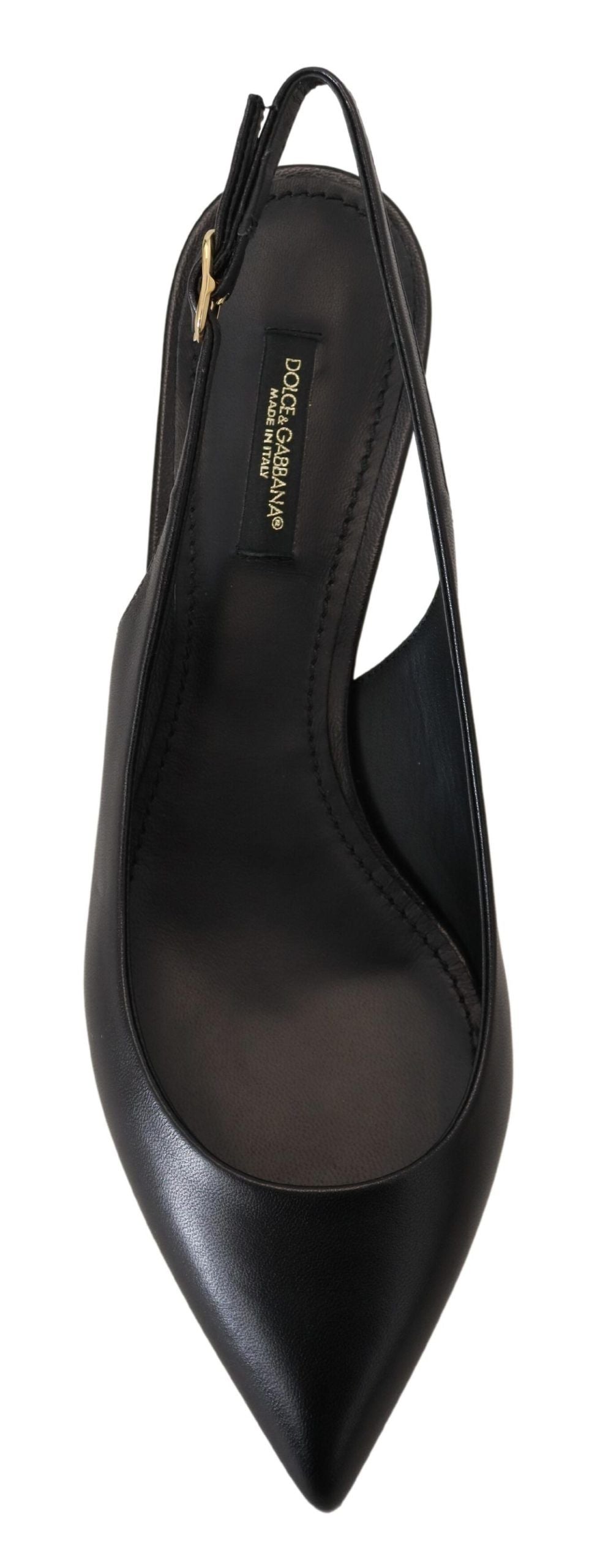 Dolce & Gabbana Elegant Black Leather Slingback Pumps - ACCEXO