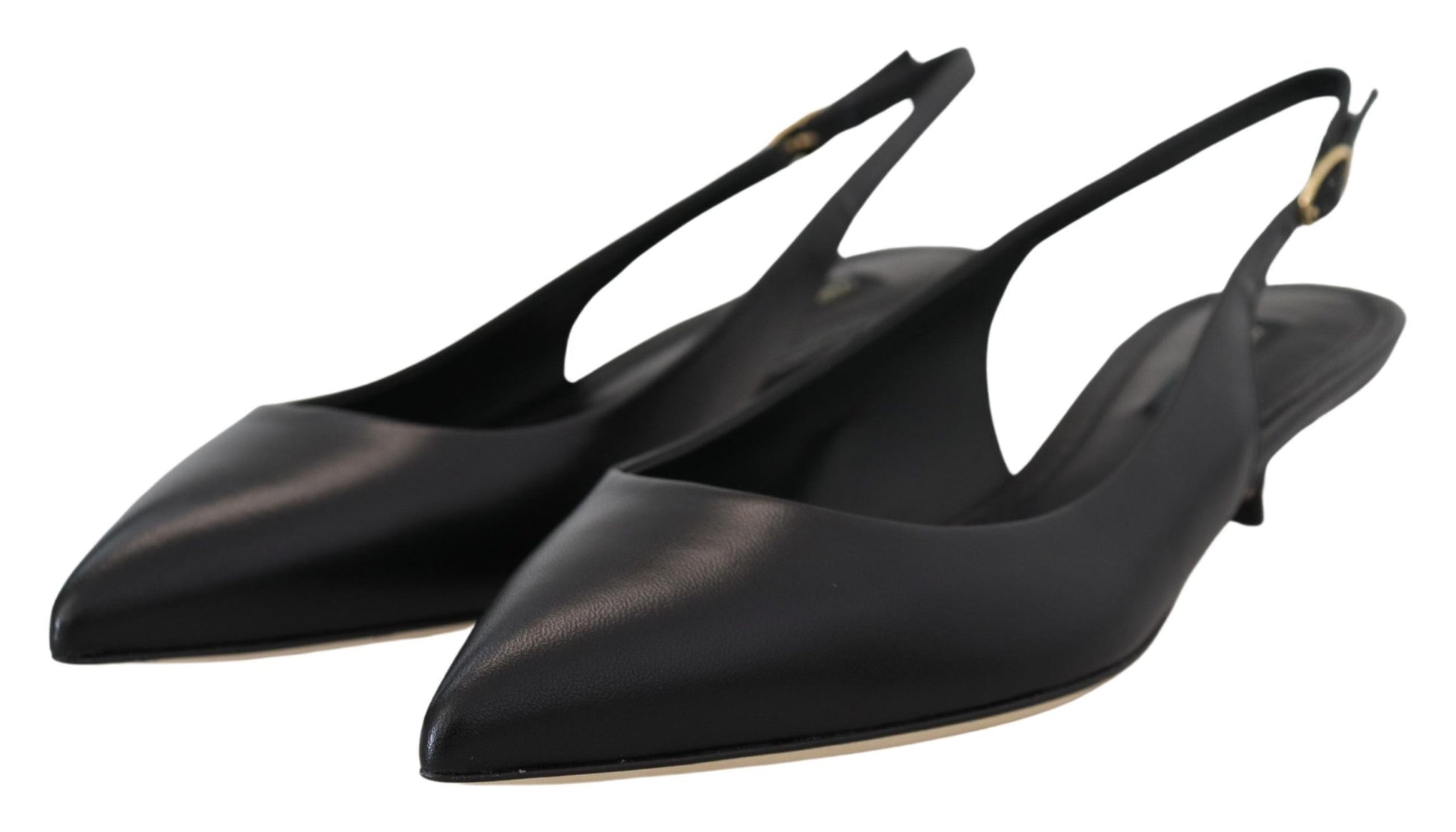 Dolce & Gabbana Elegant Black Leather Slingback Pumps - ACCEXO