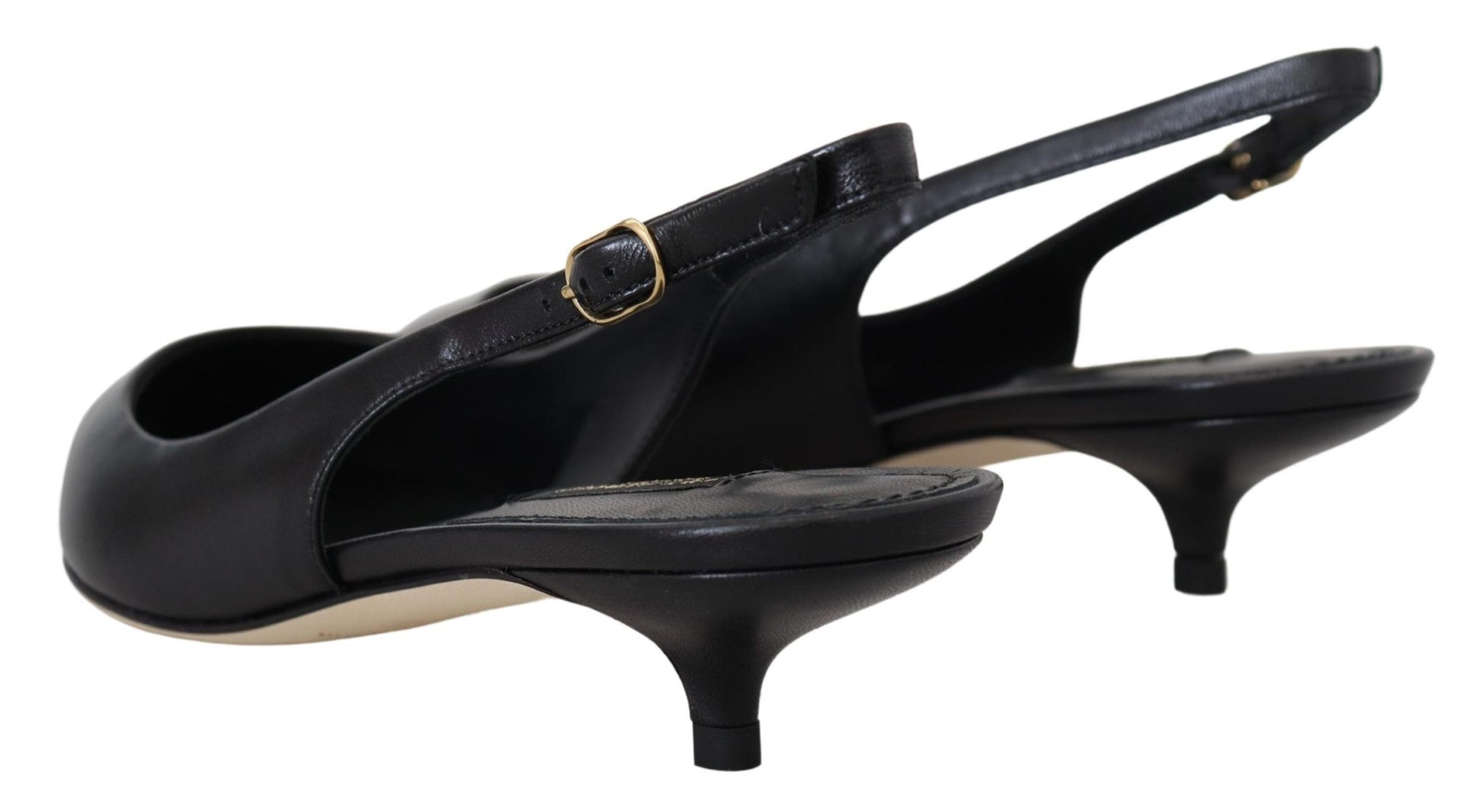 Dolce & Gabbana Elegant Black Leather Slingback Pumps - ACCEXO