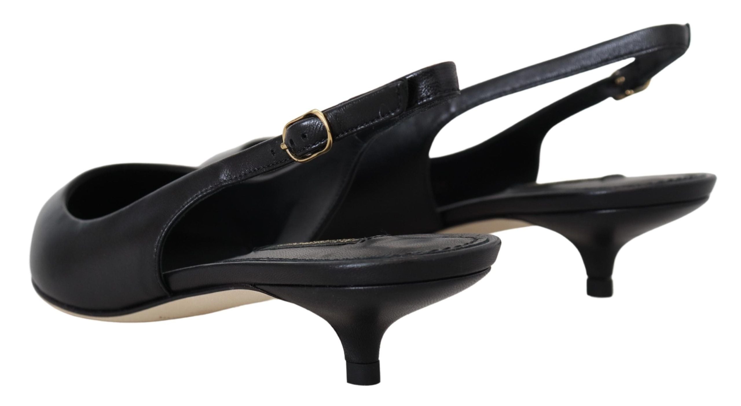 Dolce & Gabbana Elegant Black Leather Slingback Pumps - ACCEXO
