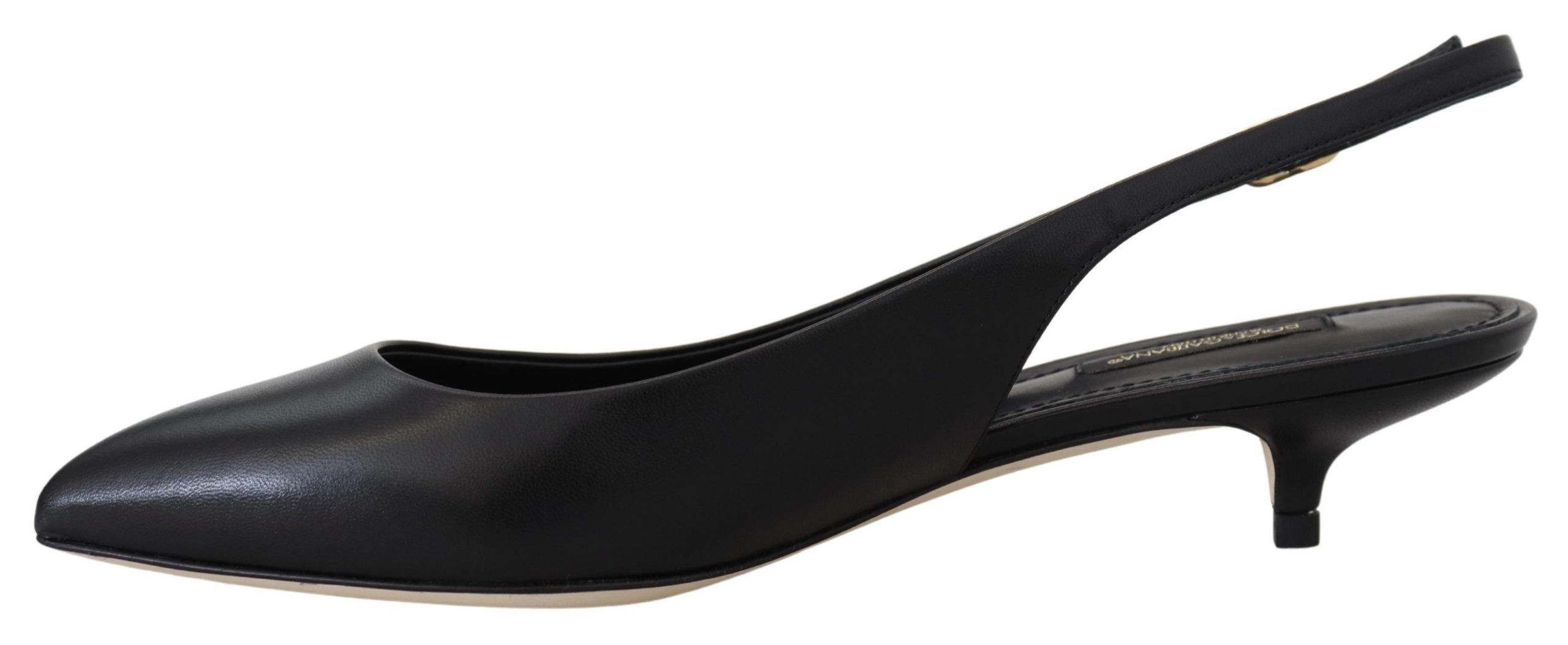 Dolce & Gabbana Elegant Black Leather Slingback Pumps - ACCEXO