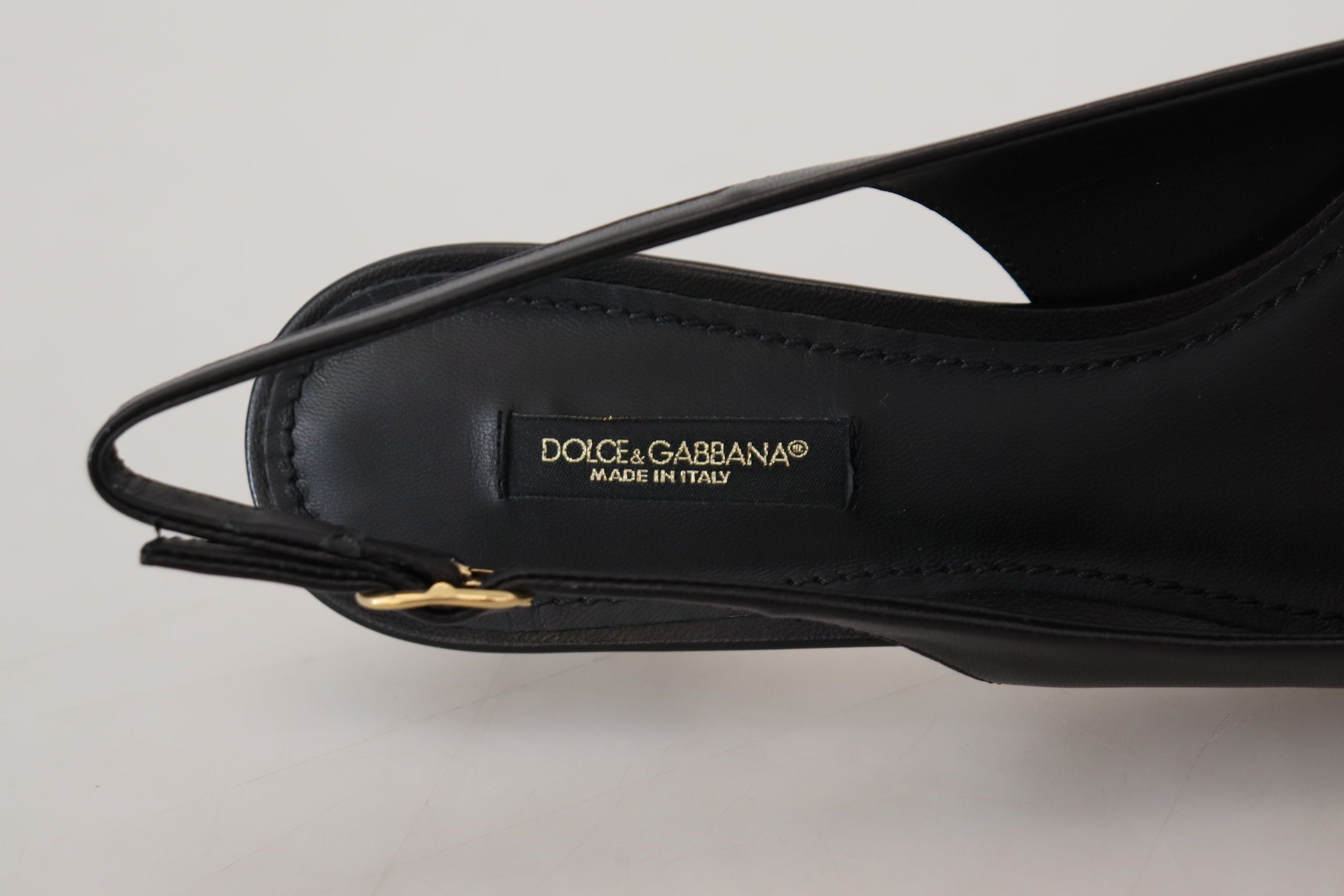 Dolce & Gabbana Elegant Black Leather Slingback Pumps - ACCEXO