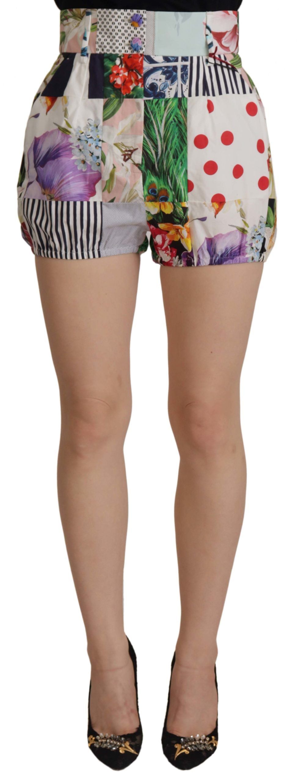 Dolce & Gabbana Patchwork High Waist Designer Shorts - ACCEXO