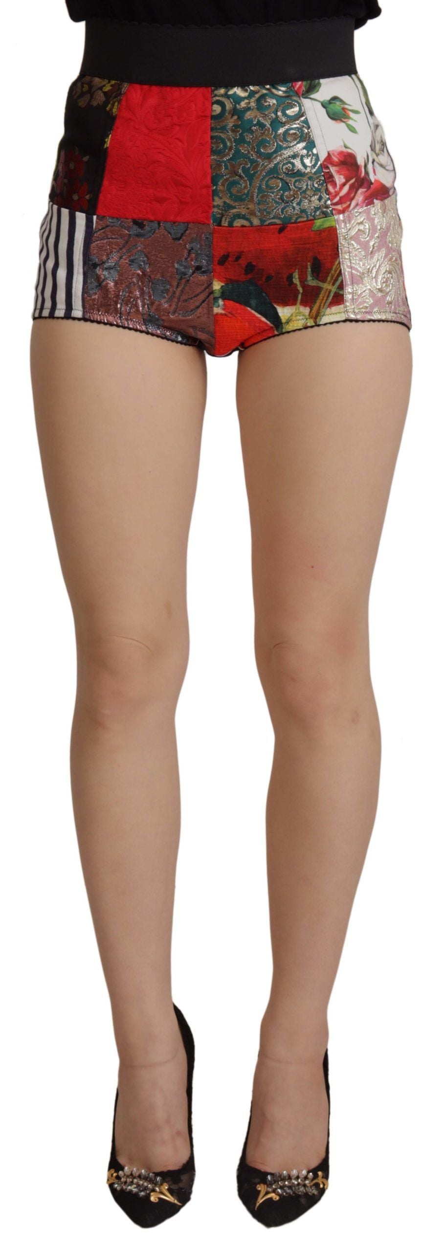 Dolce & Gabbana Multicolor Patchwork High Waist Hot Pants - ACCEXO