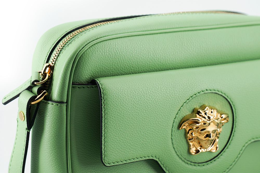 Versace Elegant Mint Green Leather Camera Case Bag - ACCEXO