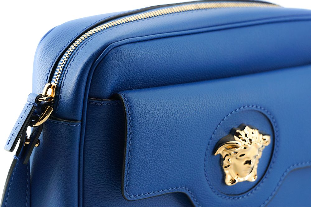 Versace Elegant Blue Calf Leather Camera Case Bag - ACCEXO