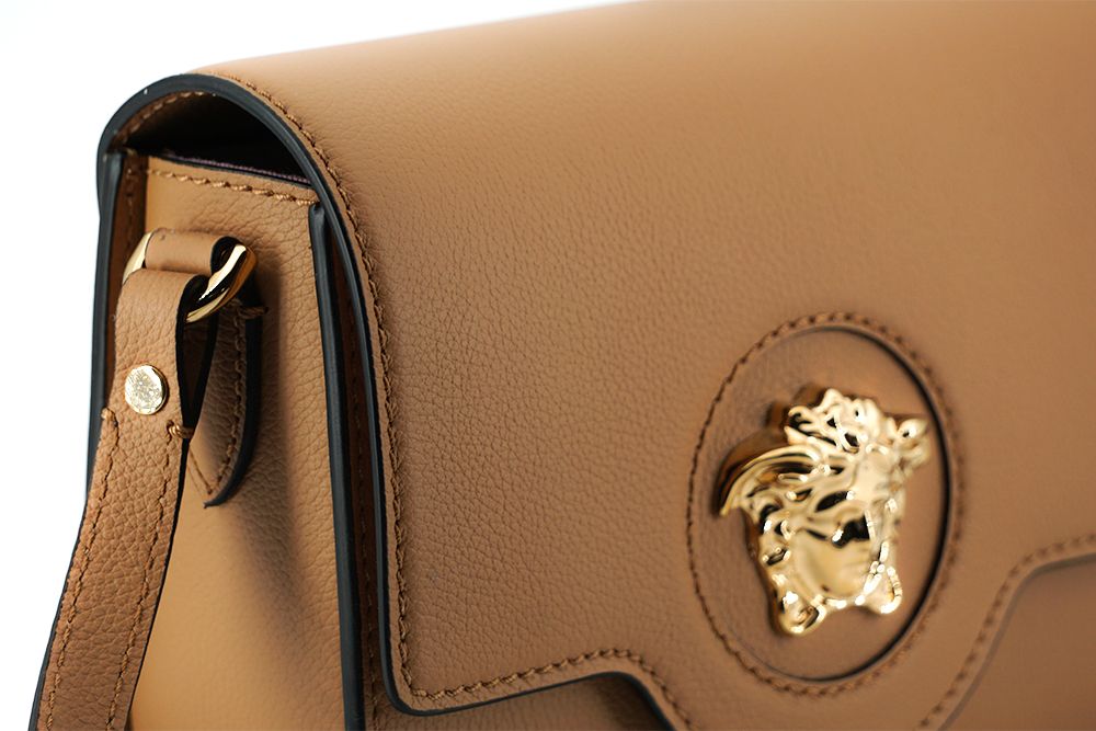 Versace Elegant Calf Leather Shoulder Bag in Brown - ACCEXO
