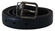Dolce & Gabbana Elegant Dark Blue Leather Belt - ACCEXO