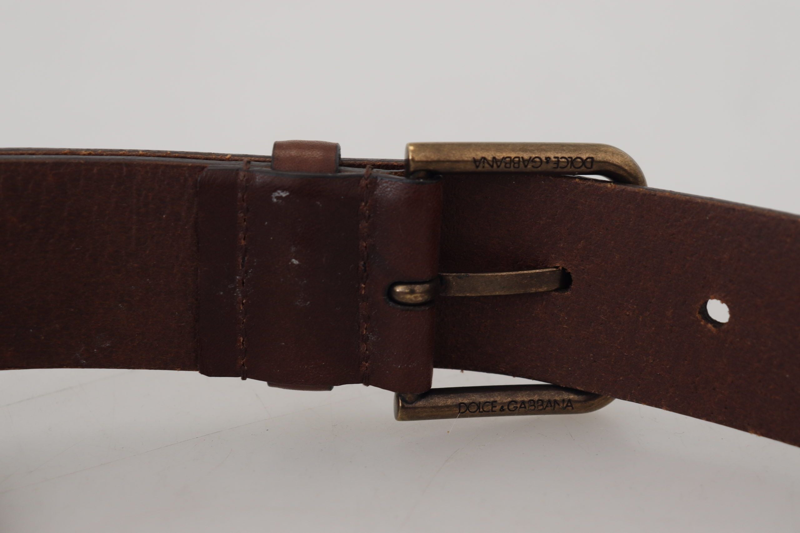 Dolce & Gabbana Elegant Brown Leather Belt with Metal Buckle - ACCEXO