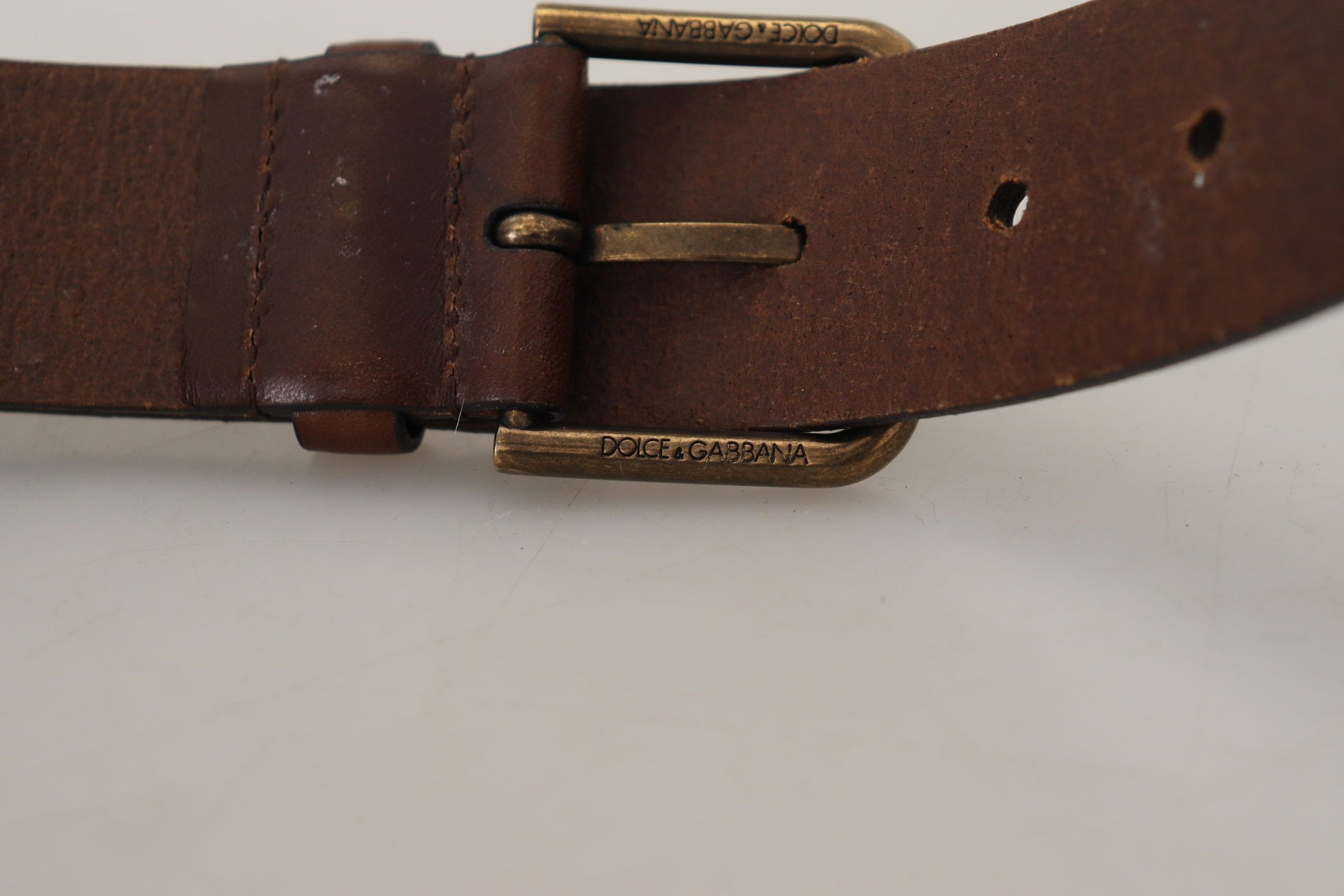 Dolce & Gabbana Elegant Brown Leather Belt with Metal Buckle - ACCEXO