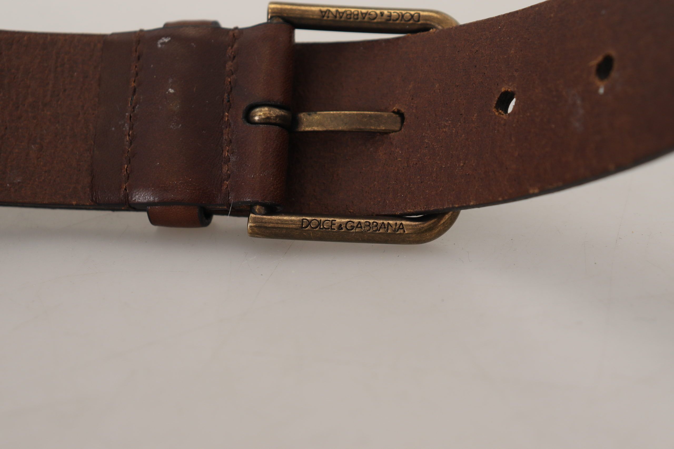 Dolce & Gabbana Elegant Brown Leather Belt with Metal Buckle - ACCEXO