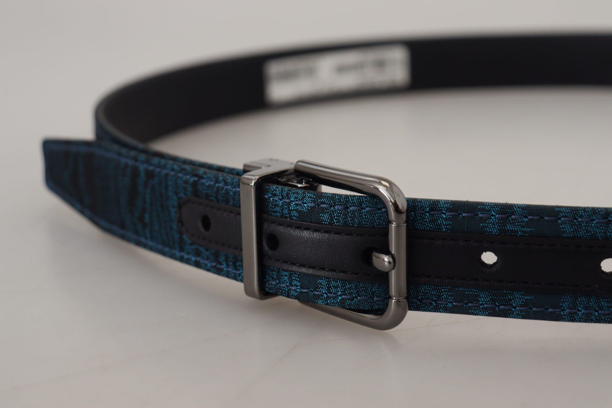 Dolce & Gabbana Elegant Blue Jacquard Designer Belt - ACCEXO