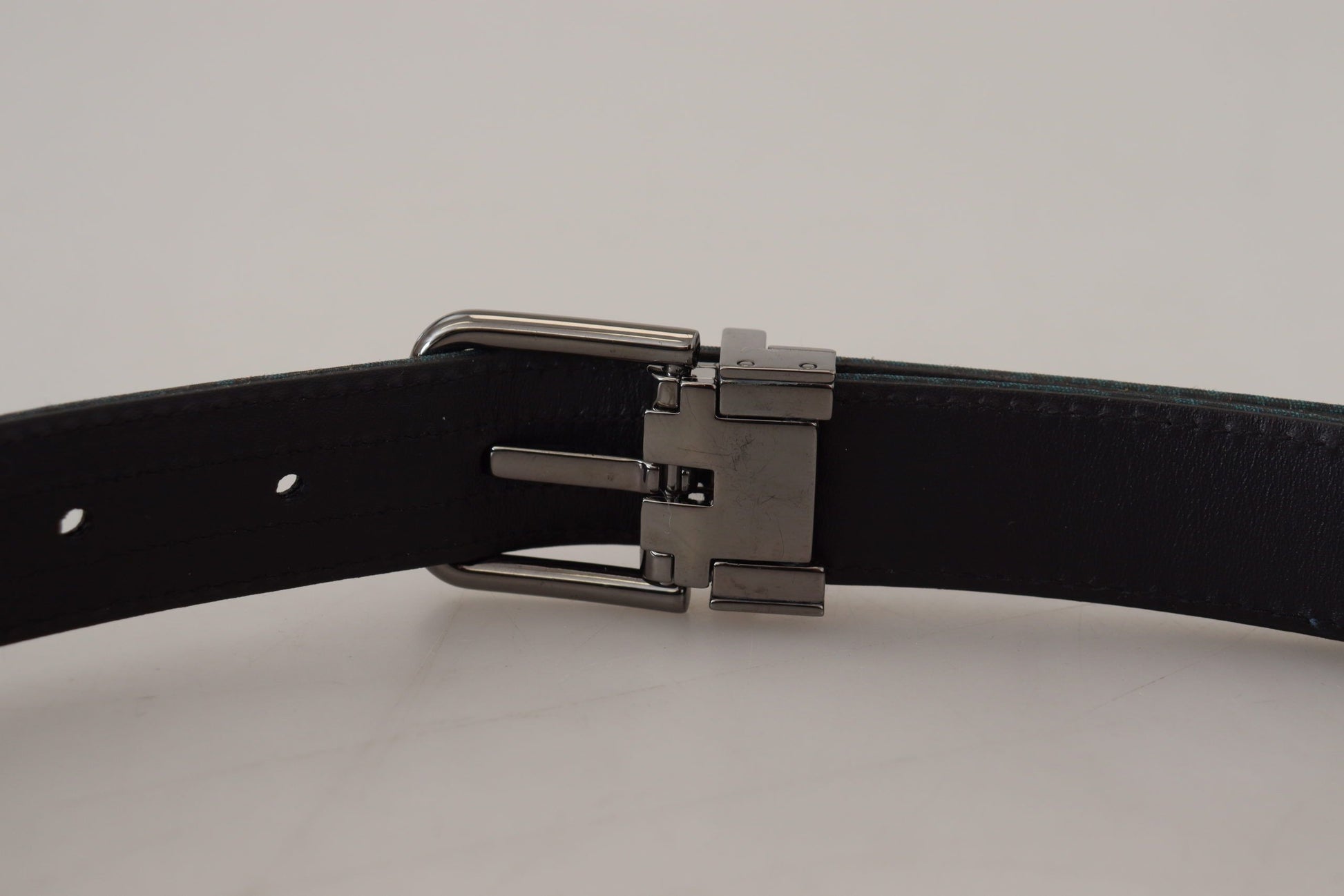 Dolce & Gabbana Elegant Blue Jacquard Designer Belt - ACCEXO