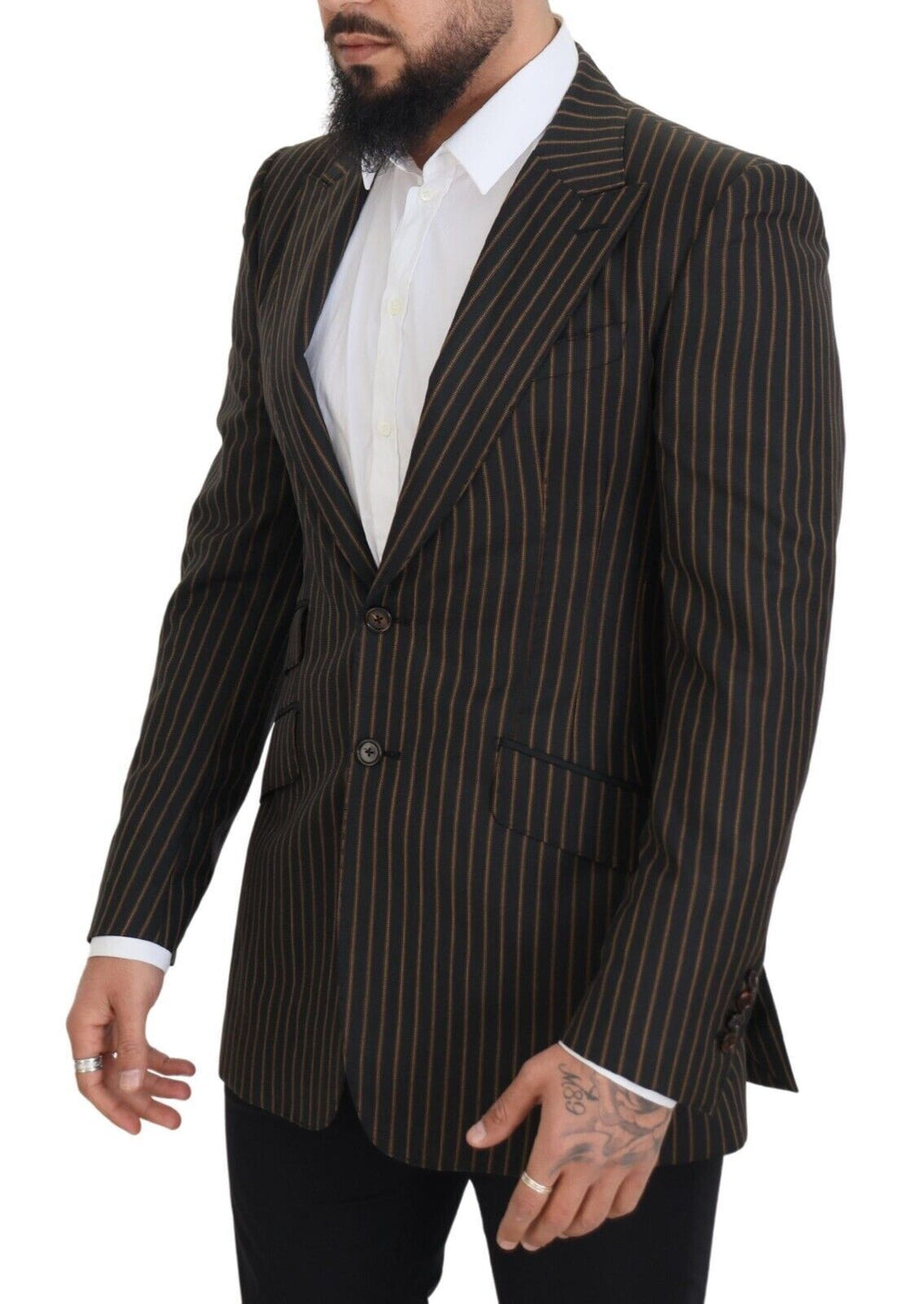 Dolce & Gabbana Elegant Striped Wool Blend Slim Blazer