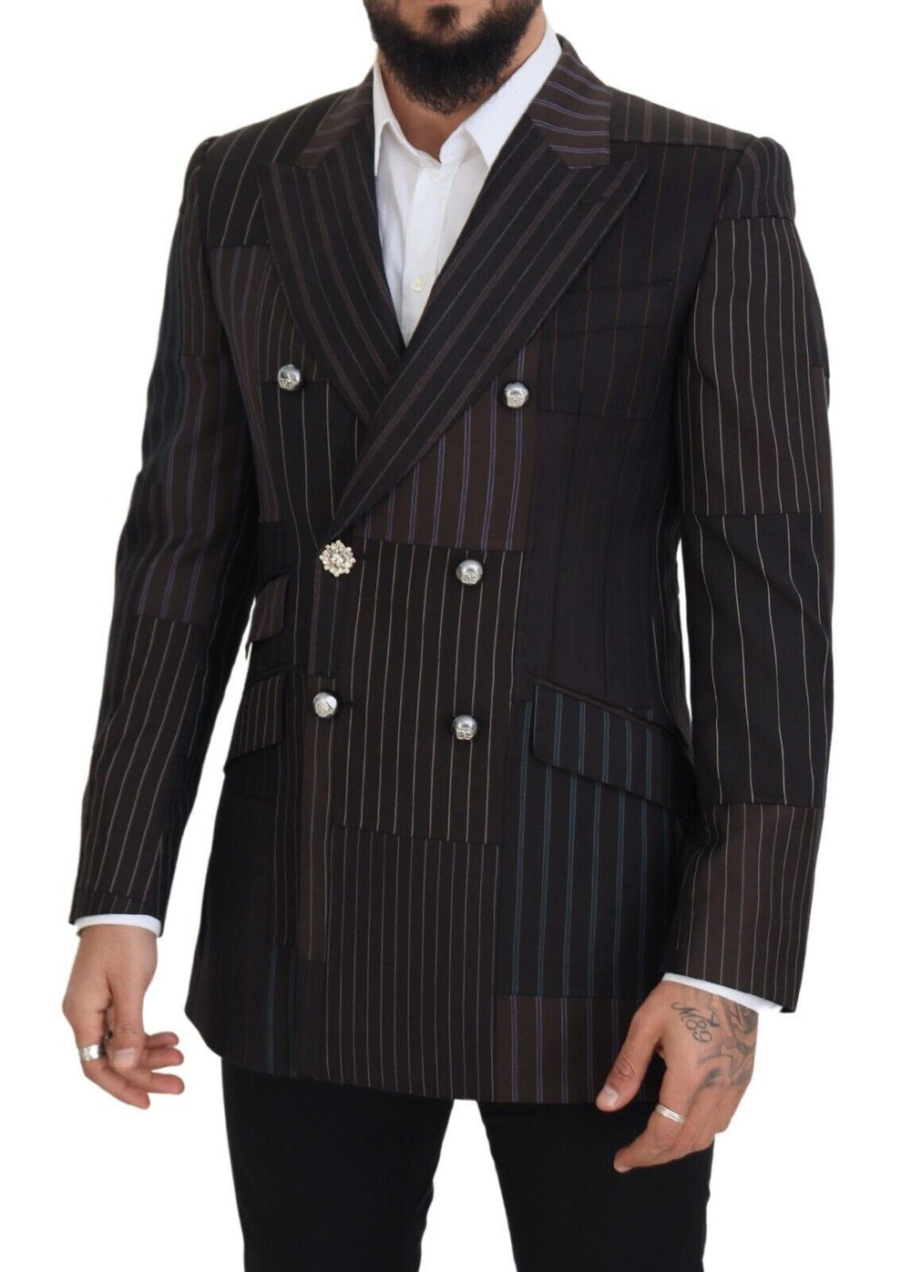 Dolce & Gabbana Multicolor Wool Silk Blend Slim Fit Blazer