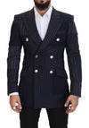 Dolce & Gabbana Navy Blue Double Breasted Slim Fit Blazer