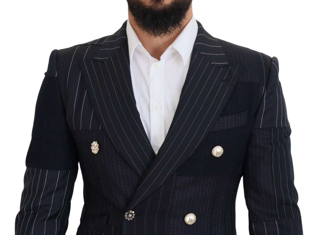 Dolce & Gabbana Navy Blue Double Breasted Slim Fit Blazer