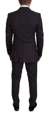 Dolce & Gabbana Elegant Black Striped Virgin Wool Suit