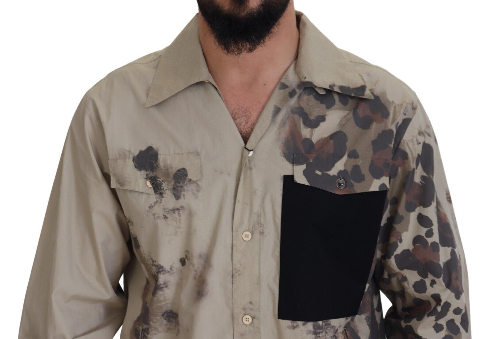 Dolce & Gabbana Beige Cotton Button-Down Casual Shirt - ACCEXO