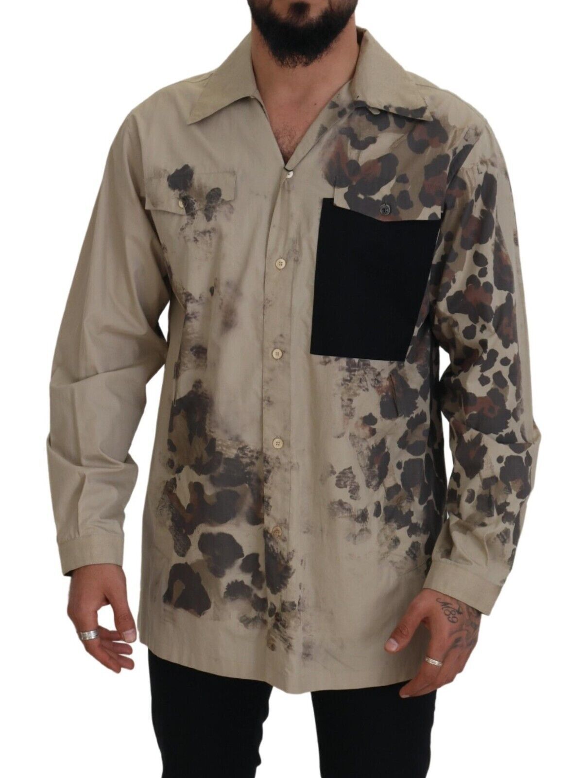Dolce & Gabbana Beige Cotton Button-Down Casual Shirt - ACCEXO