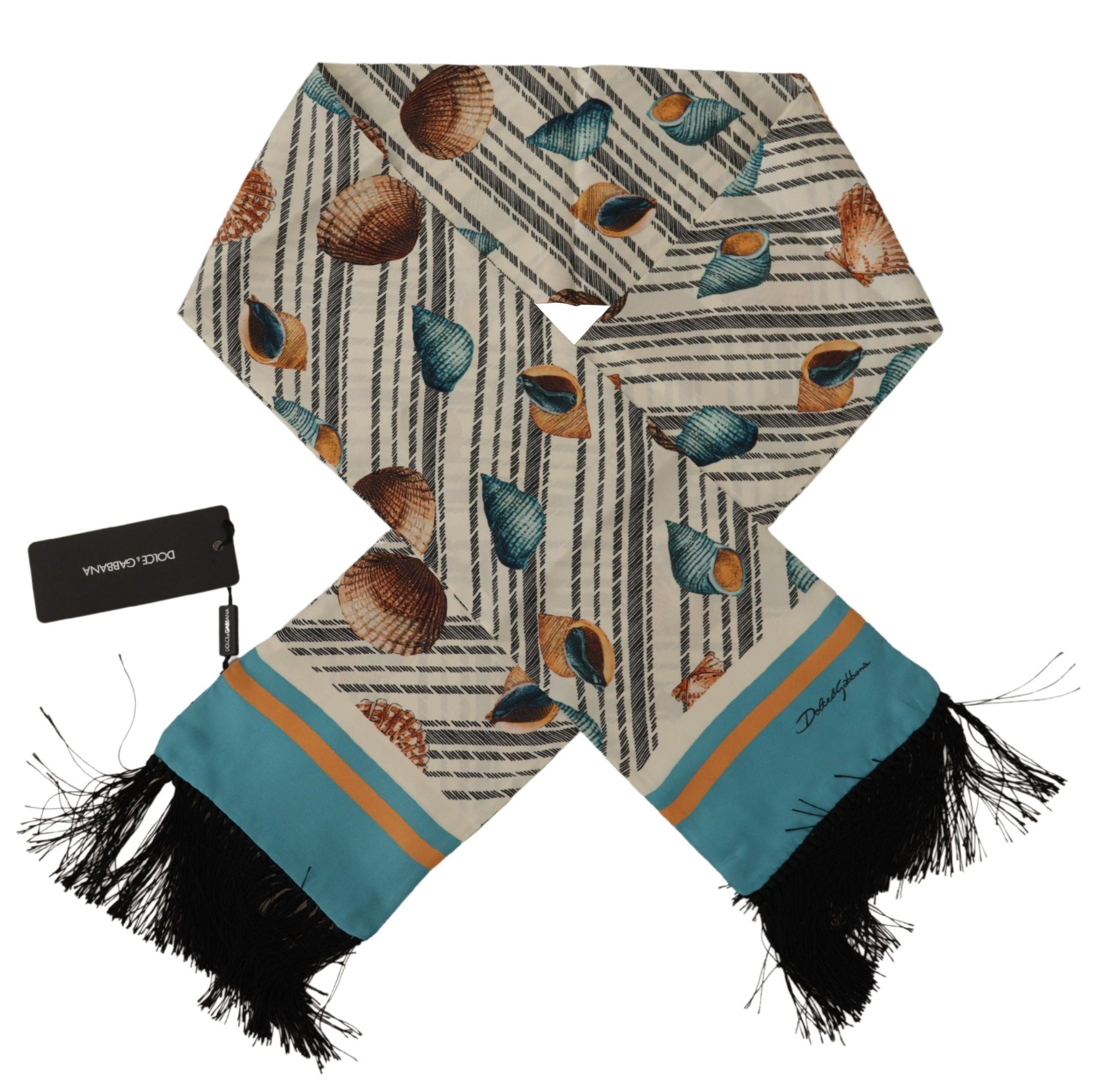 Dolce & Gabbana Multicolor Silk Seashell Printed Scarf - ACCEXO