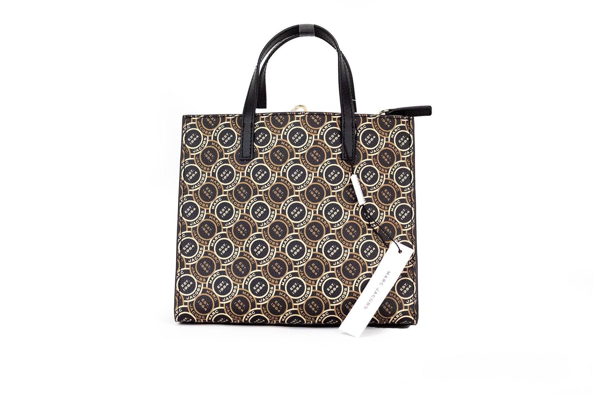 Marc Jacobs Mini Grind Signet Printed Leather Crossbody Tote Handbag Purse - ACCEXO
